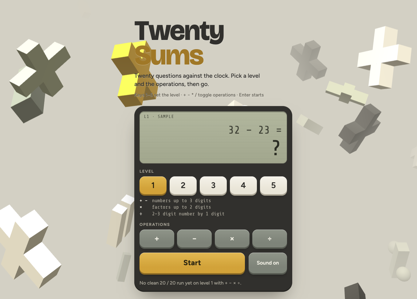 Twenty Sums gameplay screenshot